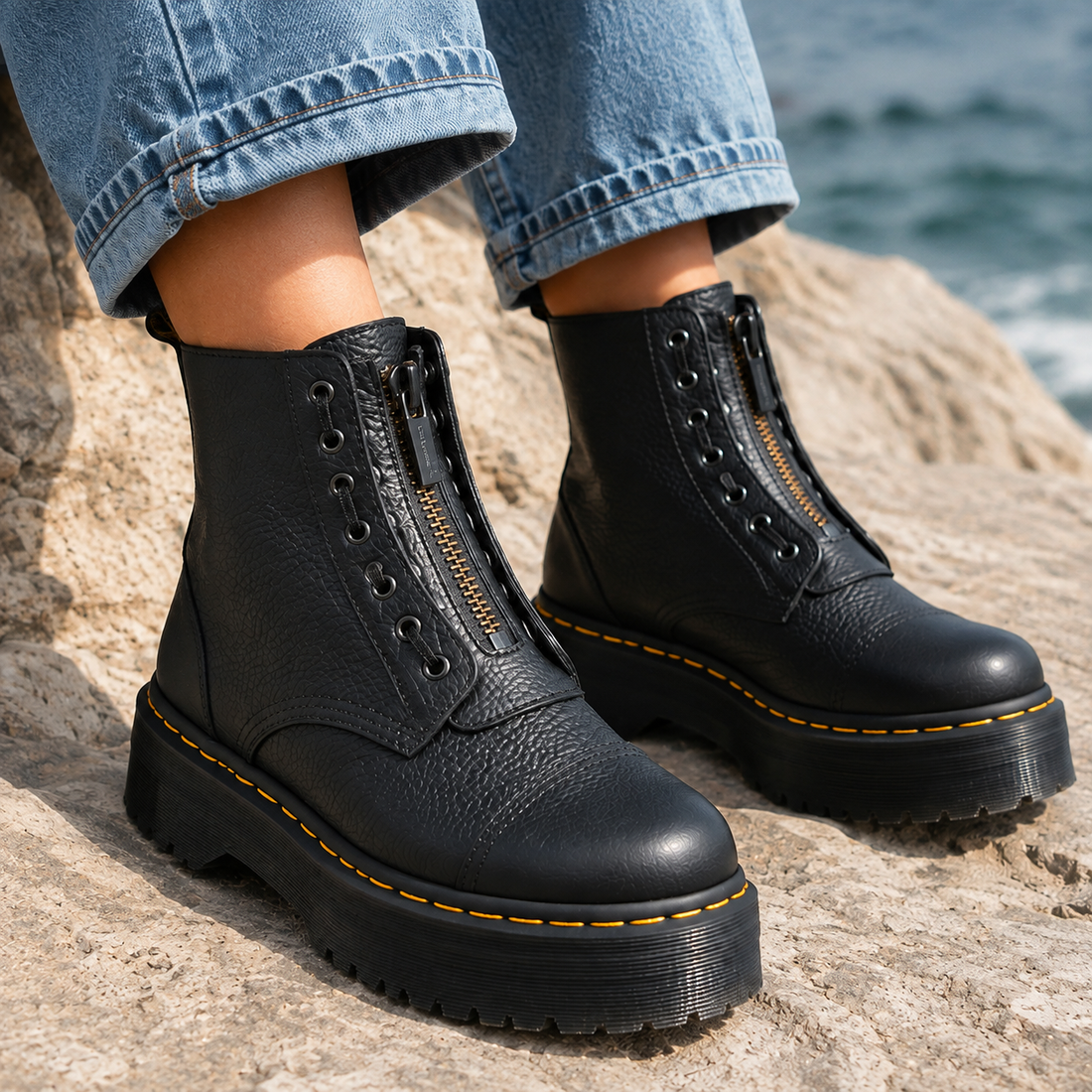 Corvino Front Zip Boots - Black