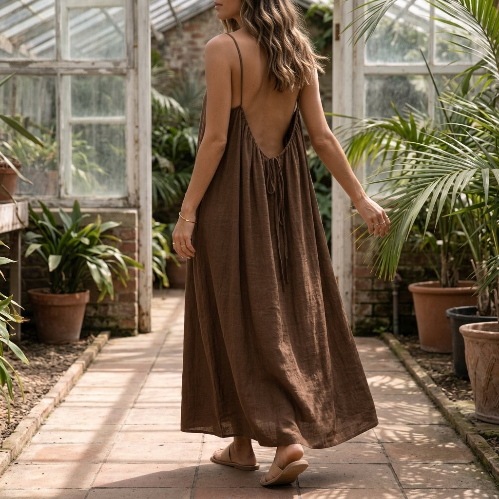 Willa Backless Maxi Dress - Marron