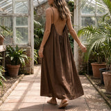 Willa Backless Maxi Dress - Marron