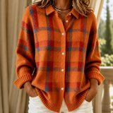 Marguerite Plaid Sweater - Orange