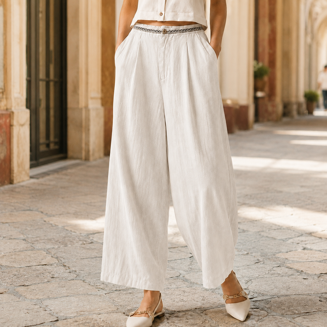 Cassia Wide Leg Pants - Off White