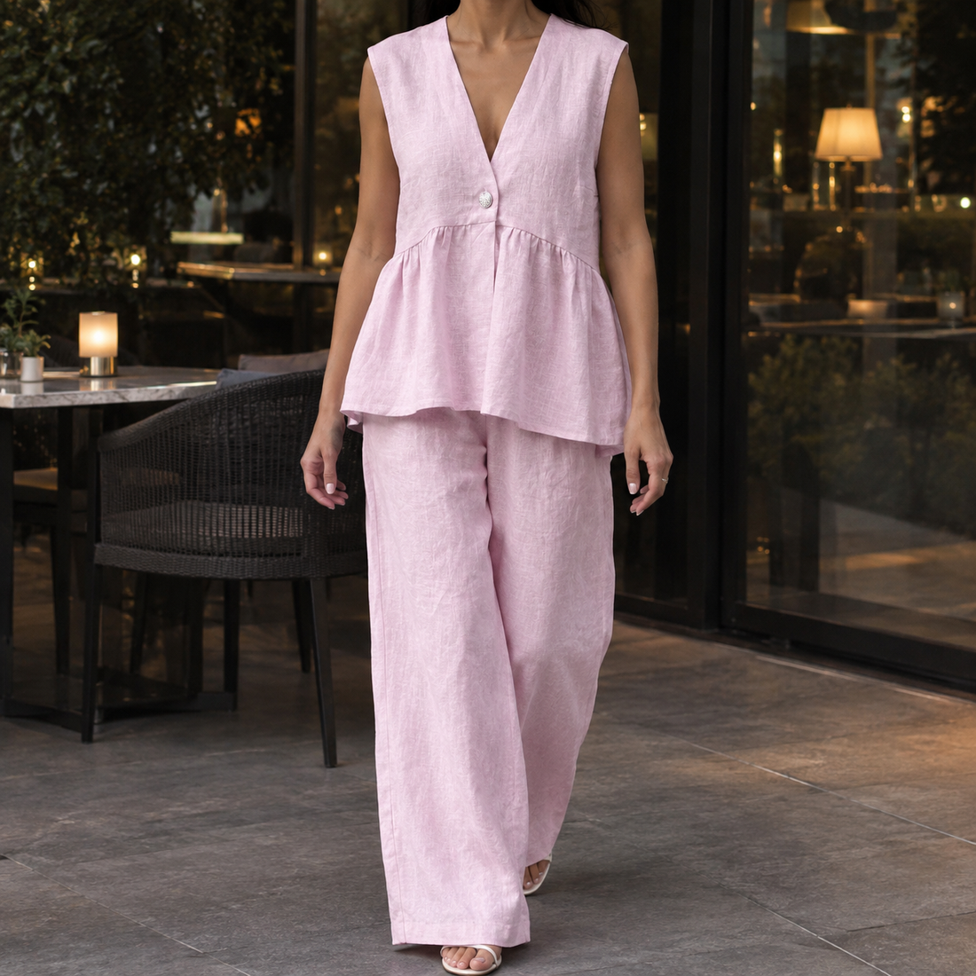 Perpetua Peplum Set - Pink