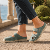 Napoli Buckle Mules - Green