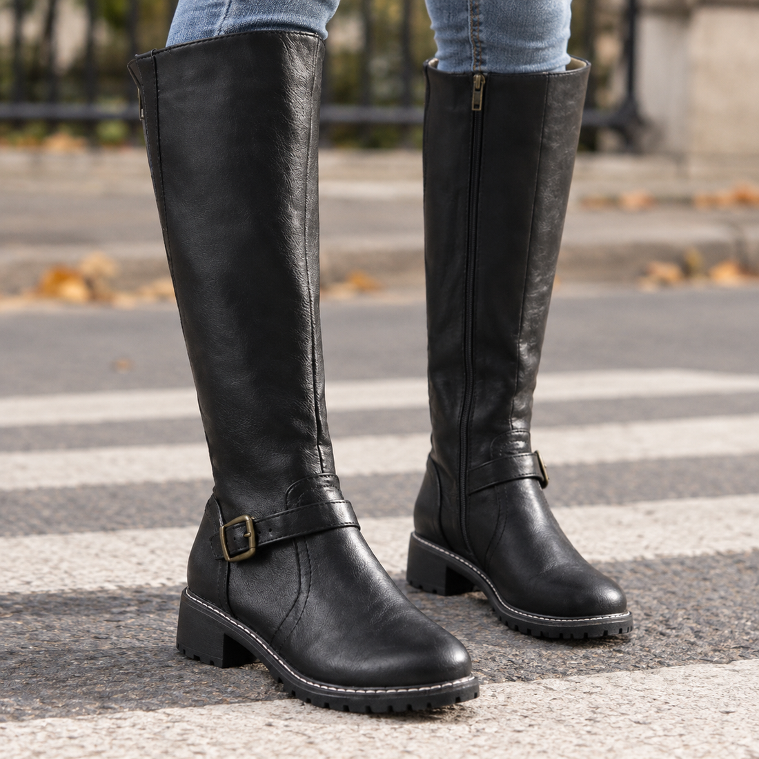 Negroni Buckle Riding Boots - Black