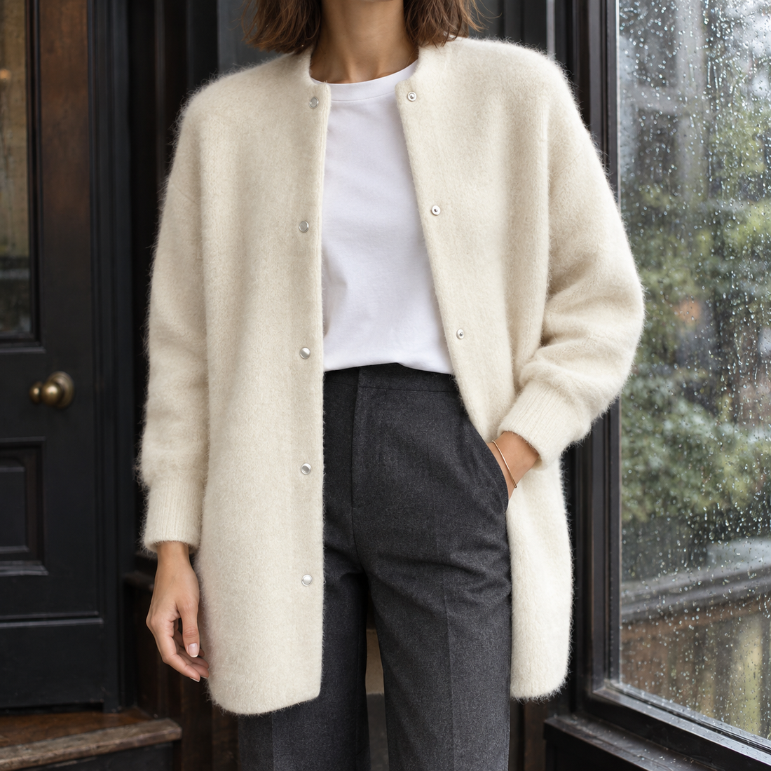 Teresa Brushed Cardigan - Off White
