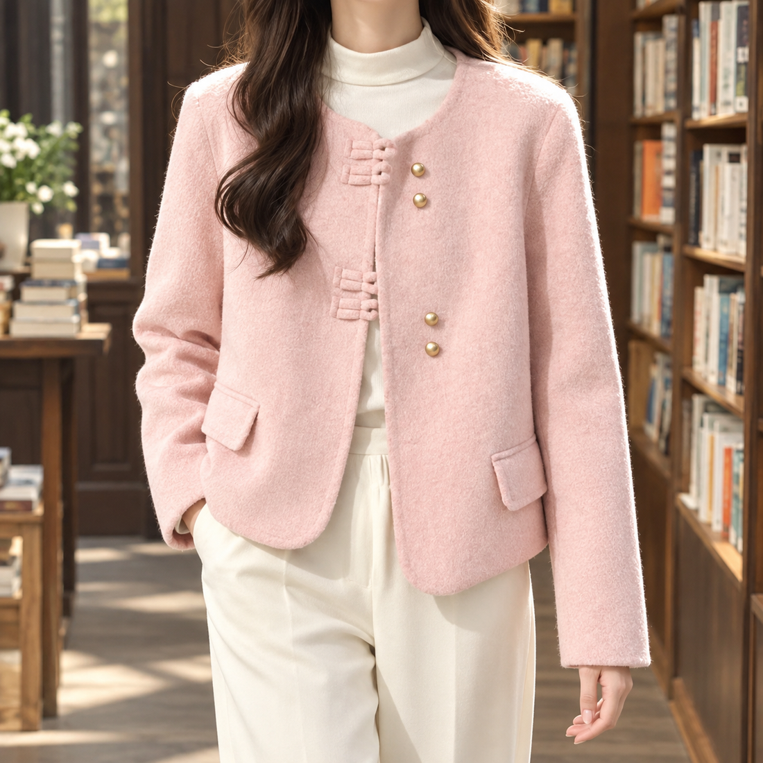 Hyacinth Collarless Jacket - Pink
