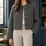 Serena-Eve Stand Collar Jacket - Gray