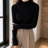 Elara Ribbed Sweater - Black