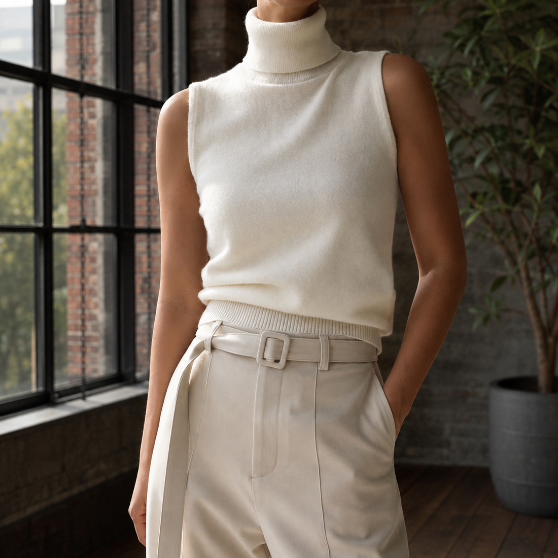 Maxine-Rose Turtleneck Sweater - White