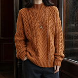 Alexandra Cable Knit Sweater - Reddish Brown