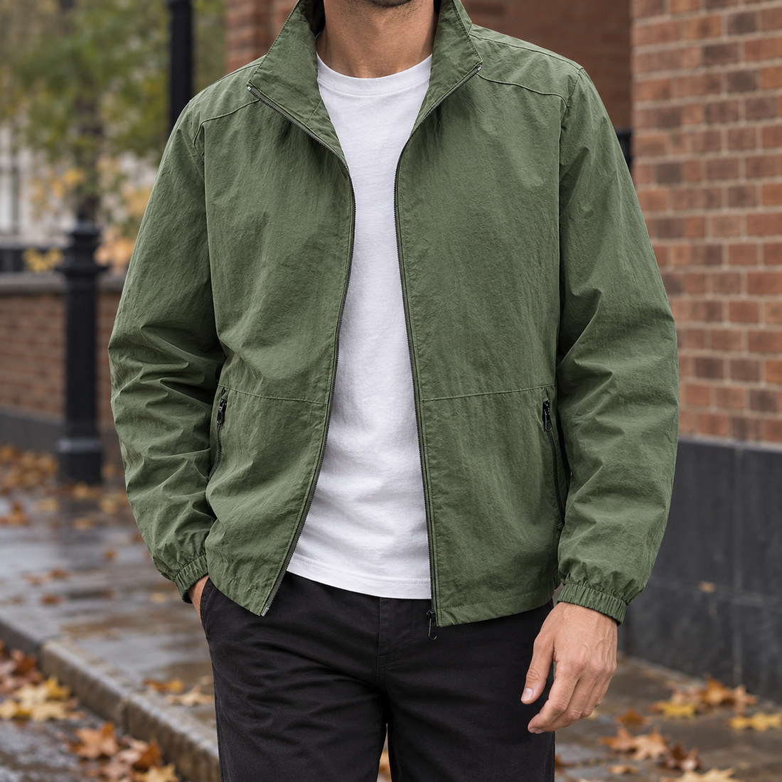 Harry-Jude Stand Collar Jacket - Army Green