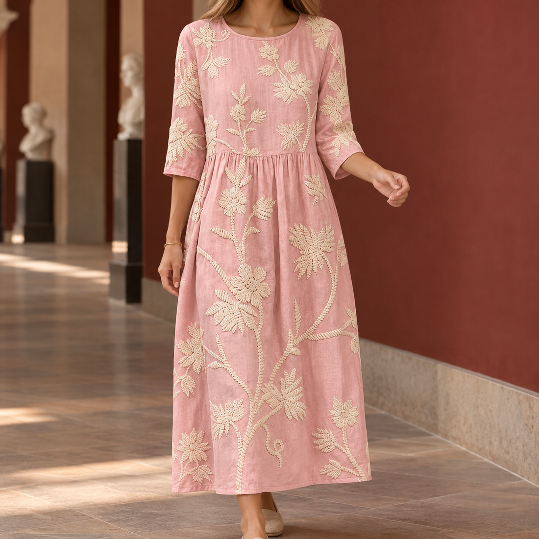 Tiffany Gathered Waist Dress - Pink