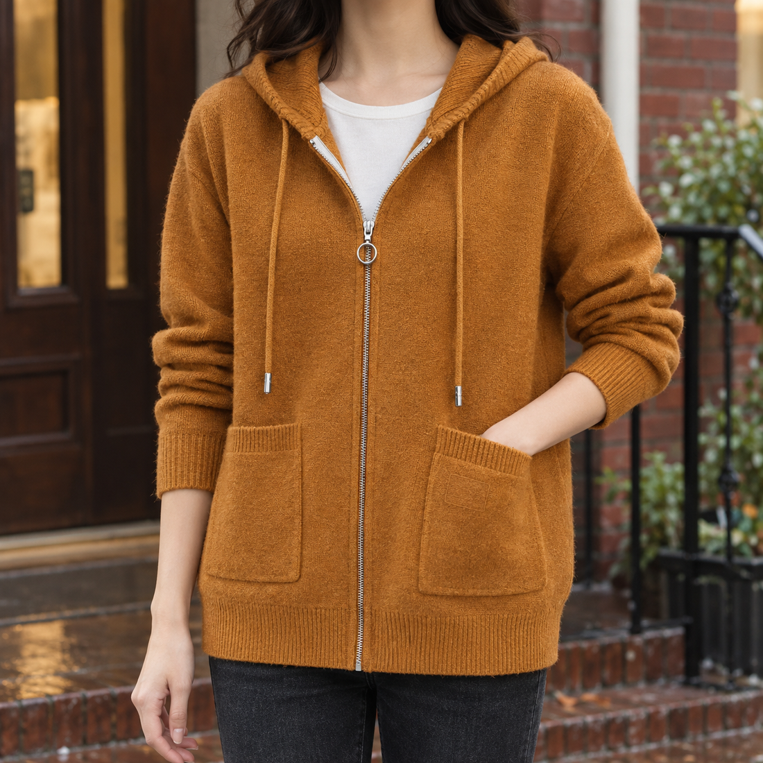 Flavia-Rae Hooded Hoodie - Yellow