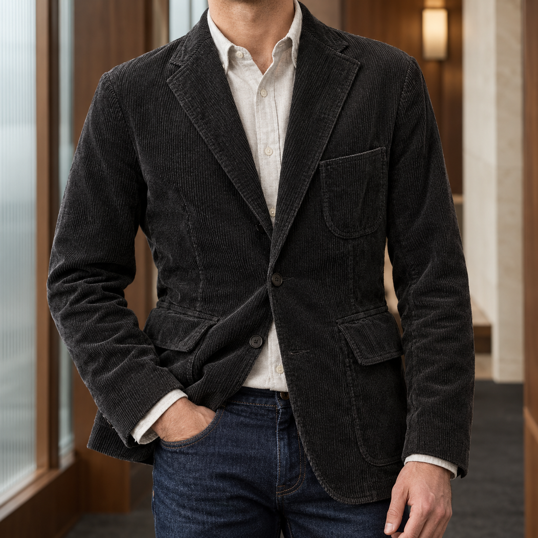Bertram-Cole Corduroy Blazer - Black 3