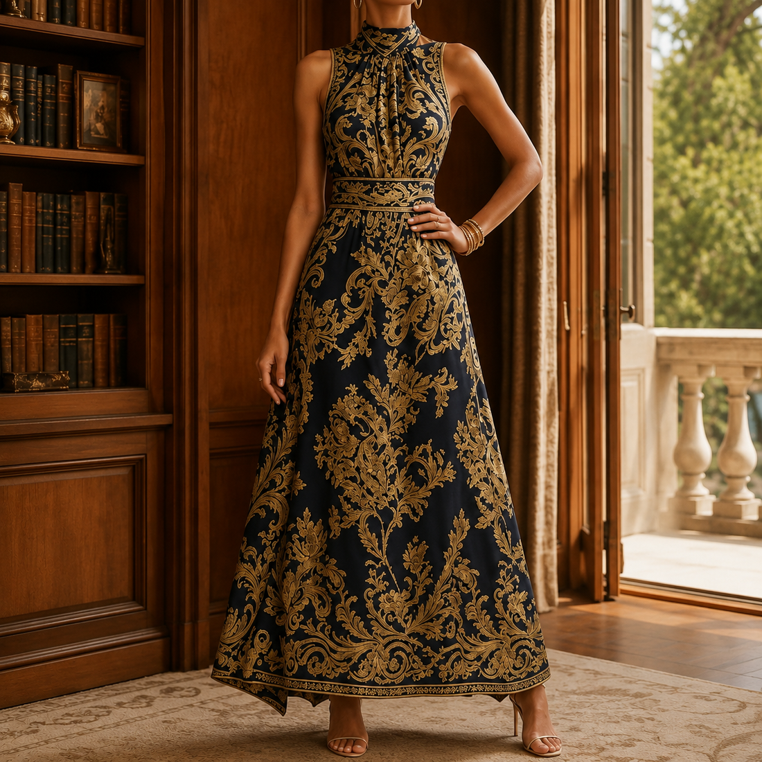 Jacinta Baroque Dress - Beige