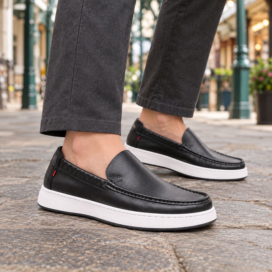 Caprera Leather Loafers - Black Plain Weave