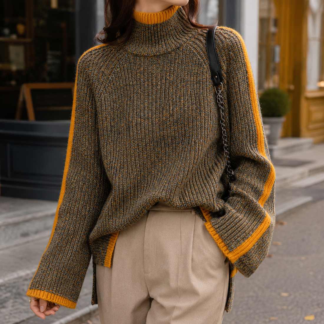 Ilaria-Claire Turtleneck Sweater - Brown