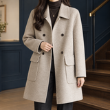 Simone-June Double Breasted Coat - Apricot