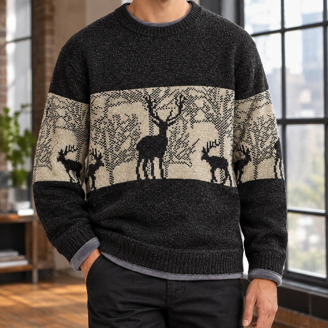 Ennis Crew Neck Sweater - Black