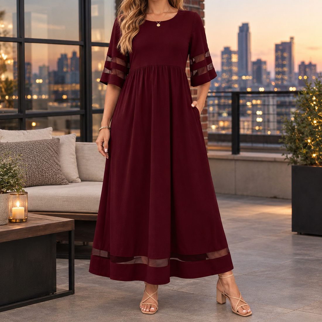 Ilaria-Skye Empire Maxi Dress - Red
