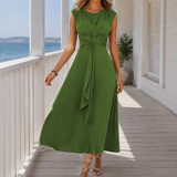 Imogen Tie Waist Dress - Olive Green