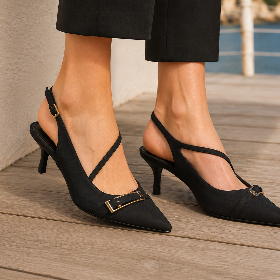 Balestri Slingback Heels - Black
