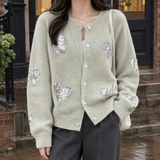 Tiffany-Belle Sequin Cardigan - Matcha Green