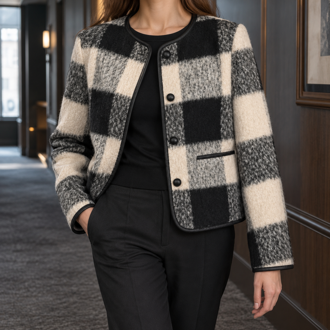 Nicole-Pearl Plaid Jacket - Plaid