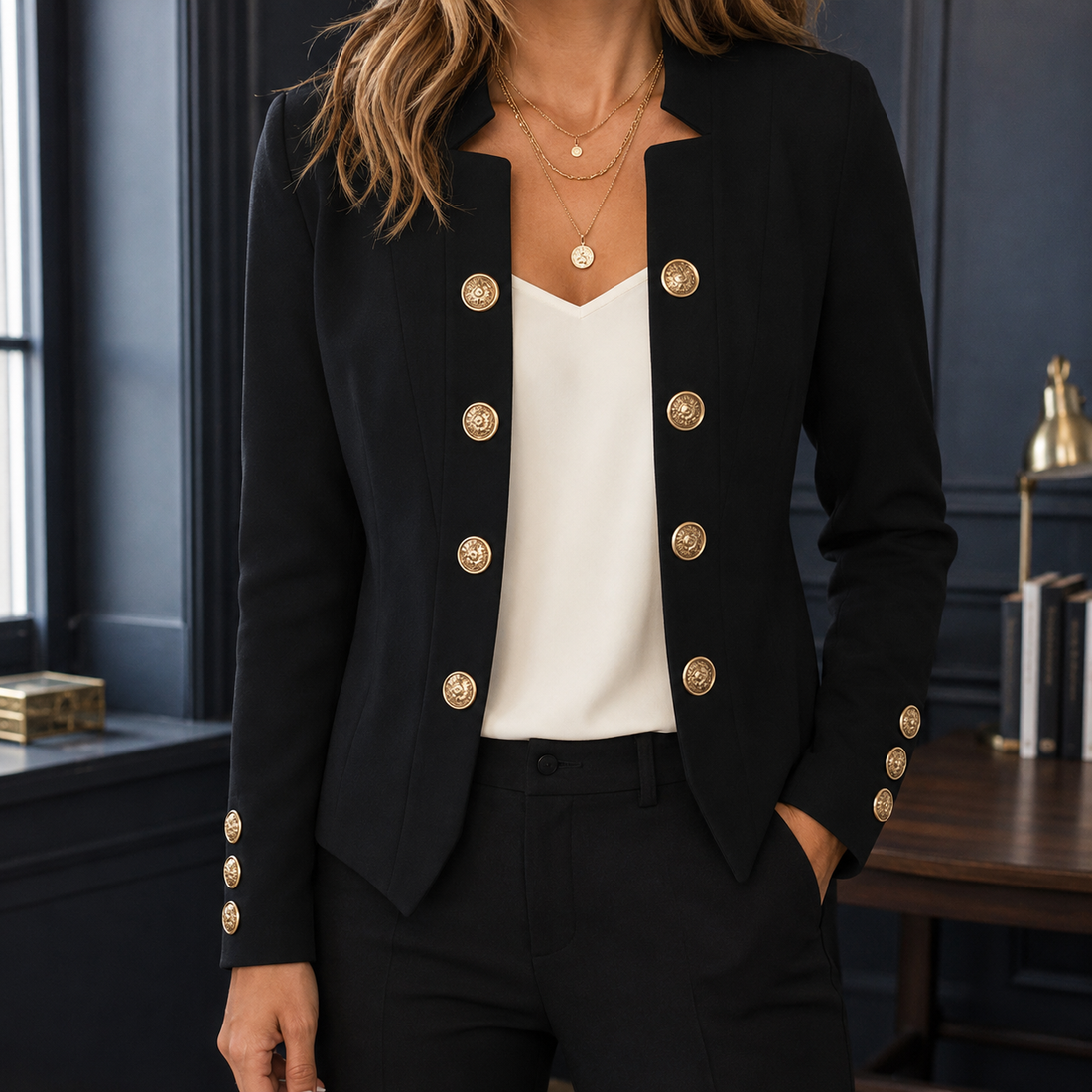 Sylvie-Claire Military Blazer - Black