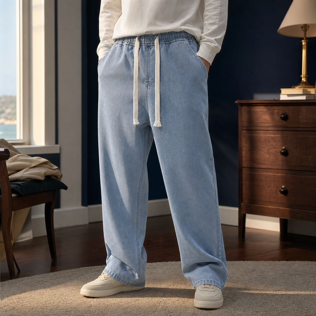 Alphonse-Ellis Straight Leg Pants - Light Blue