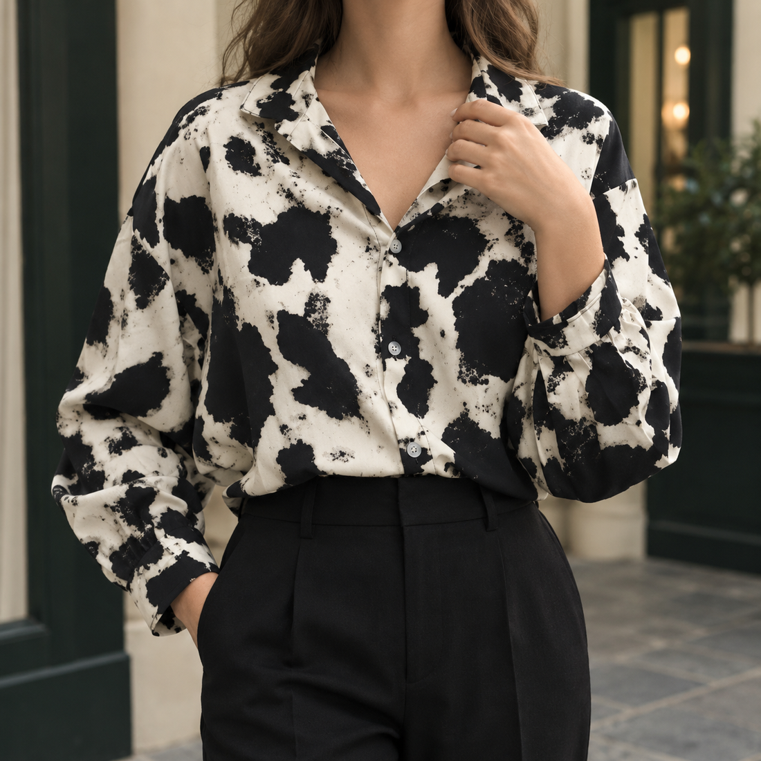 Luna-Louise Cow Print Shirt - Picture