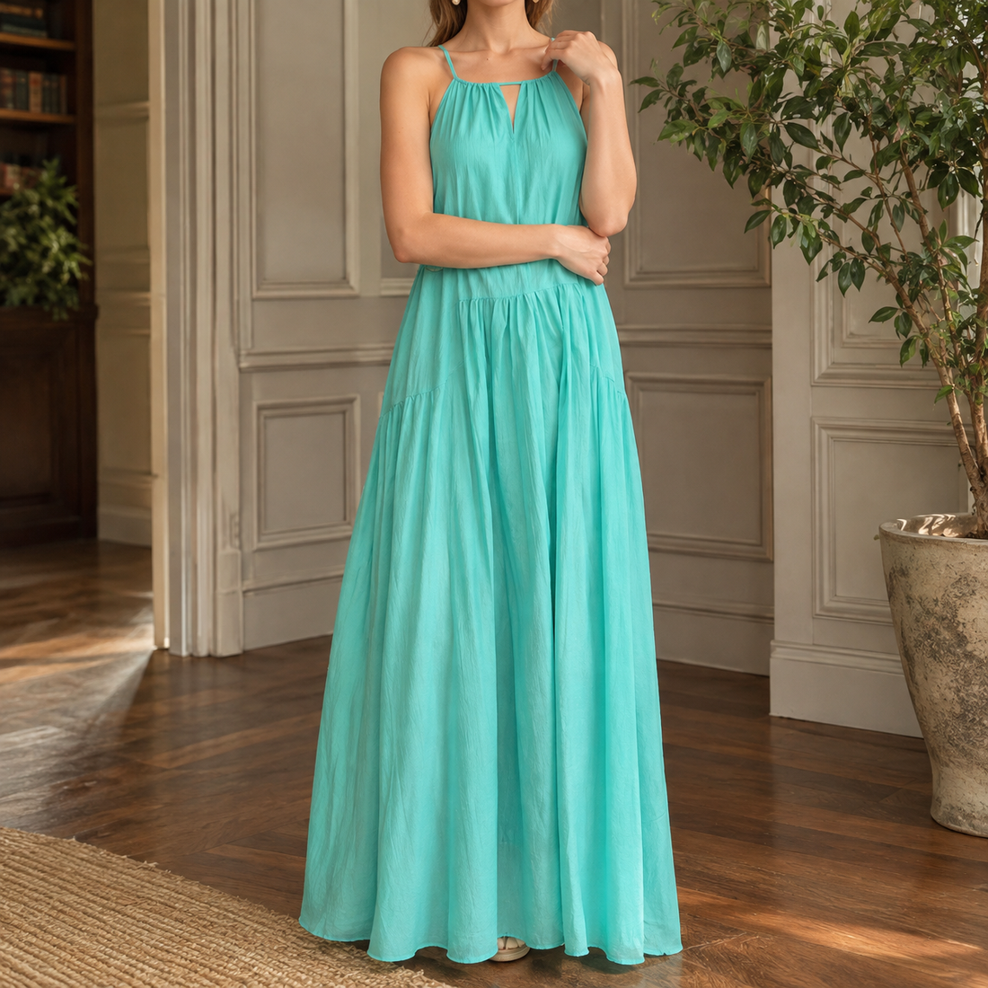 Mirabel Gathered Maxi Dress - Green