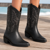 Reggiani Embroidered Cowboy Boots - Black