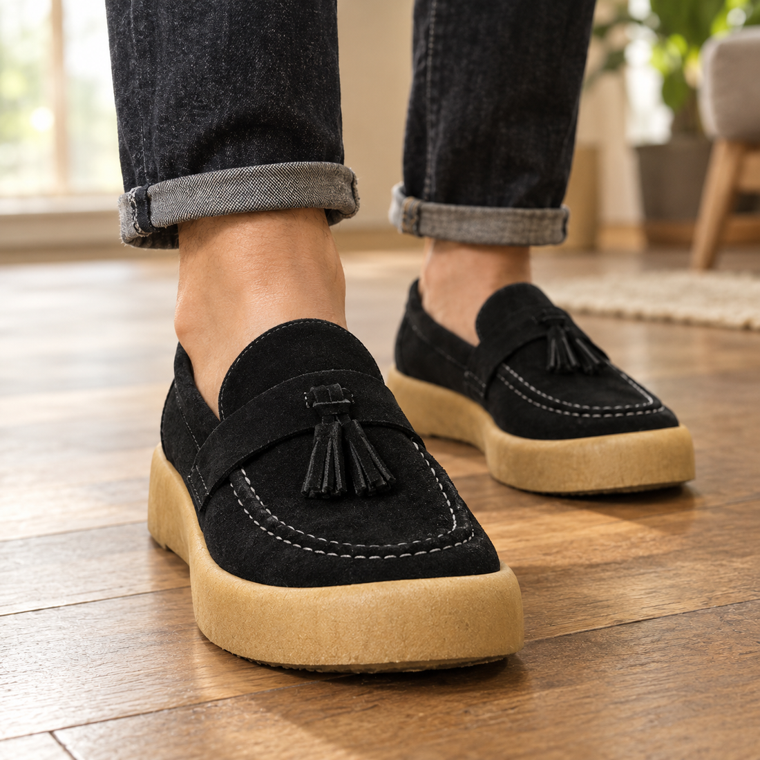 Chianti Suede Loafers - Black