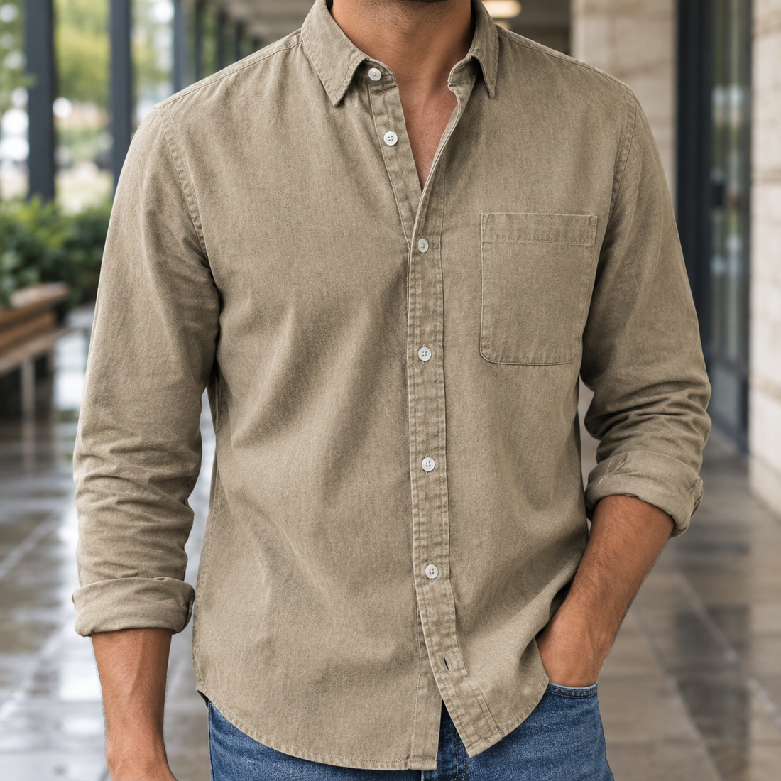 Ramsey-Ellis Chest Pocket Shirt - Khaki