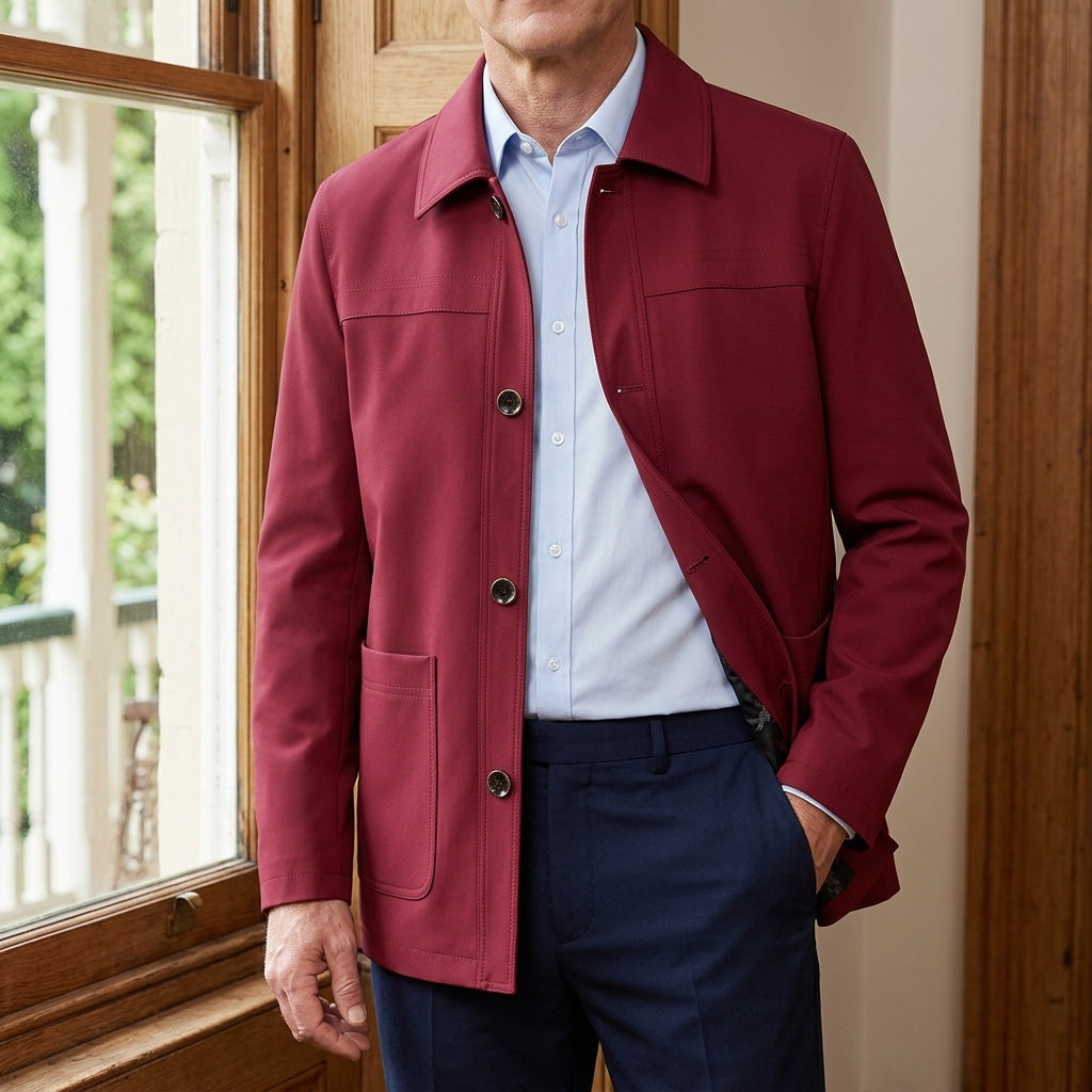 Vaughn Button-Front Jacket - Burgundy