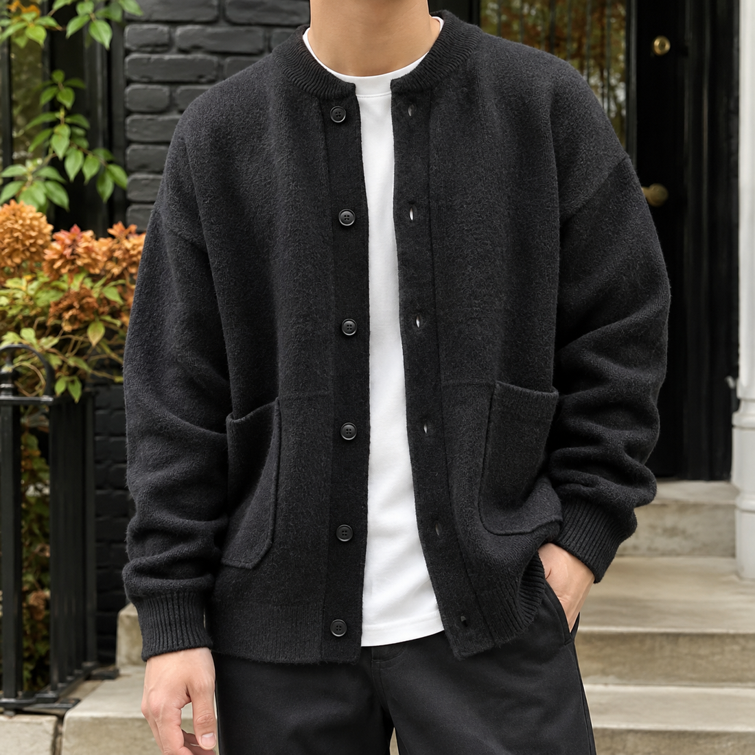 Gabriel Button Front Sweater - Black