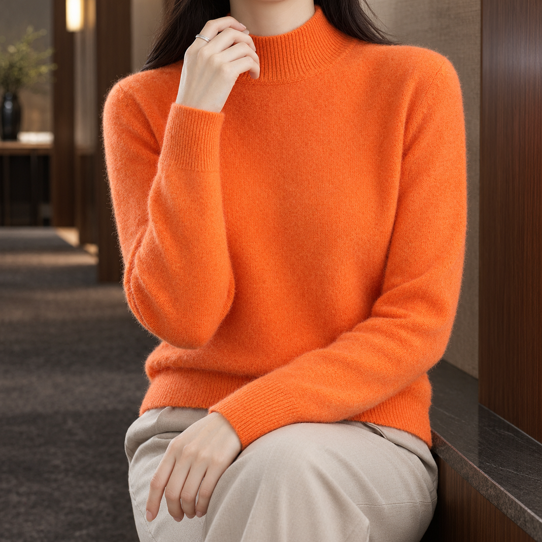 Aiglon Mock Neck Sweater - Orange