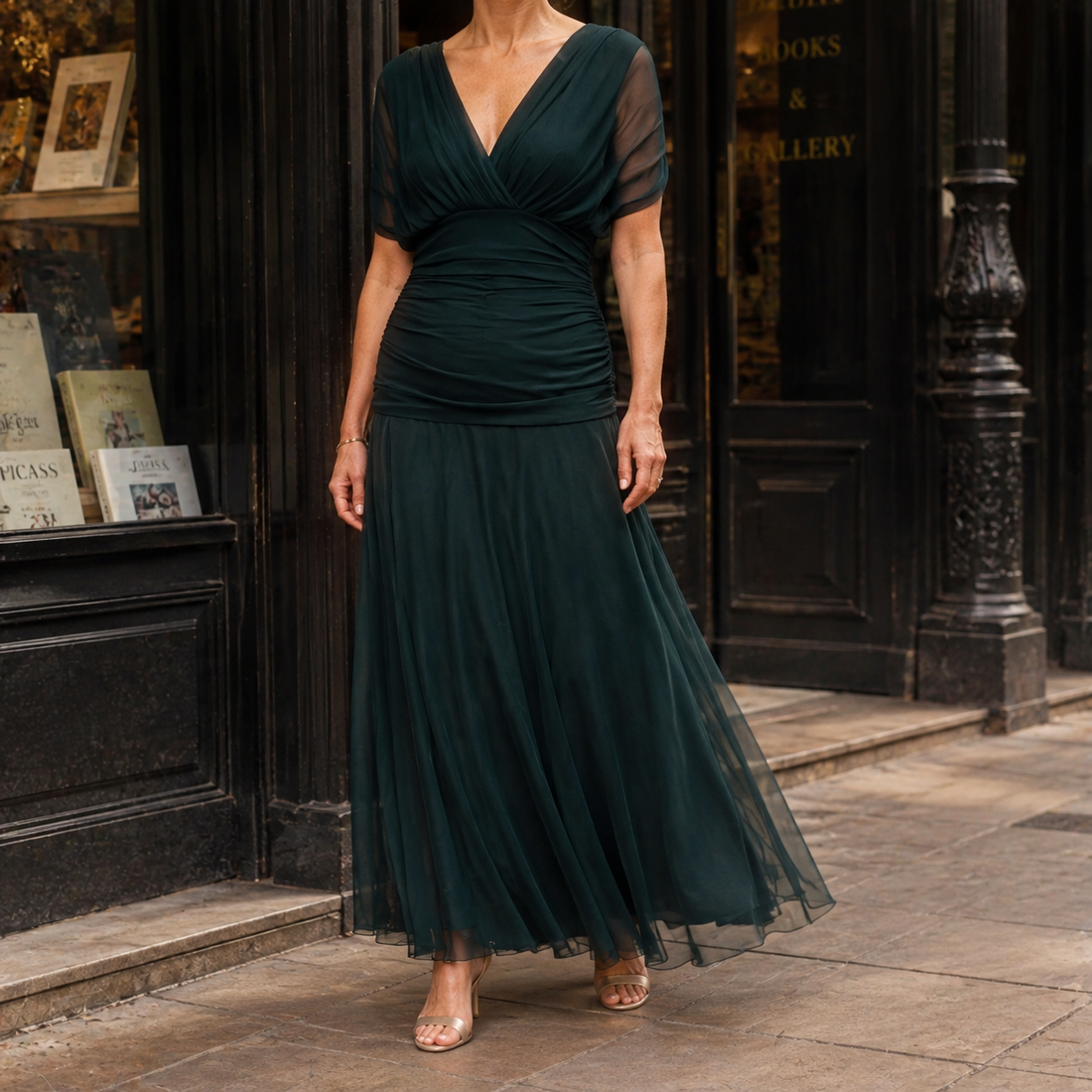 Zelda Draped Maxi Dress - Dark Green