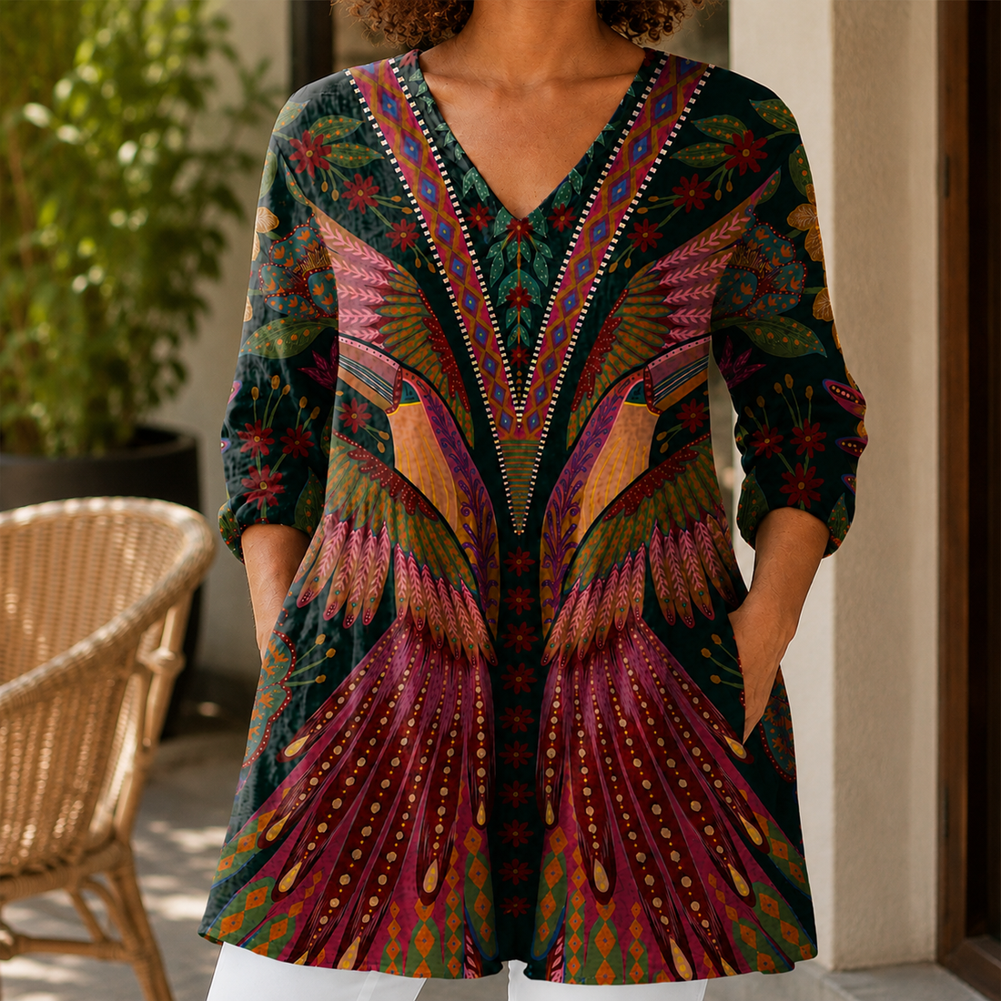 Portia V-Neck Tunic - Multicolour
