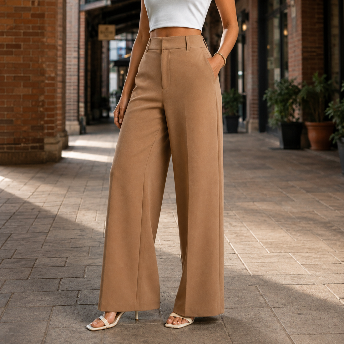 Rosalie-Faye Wide-Leg Pants - Camel