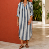 Sabine Striped Shirt Dress - Black
