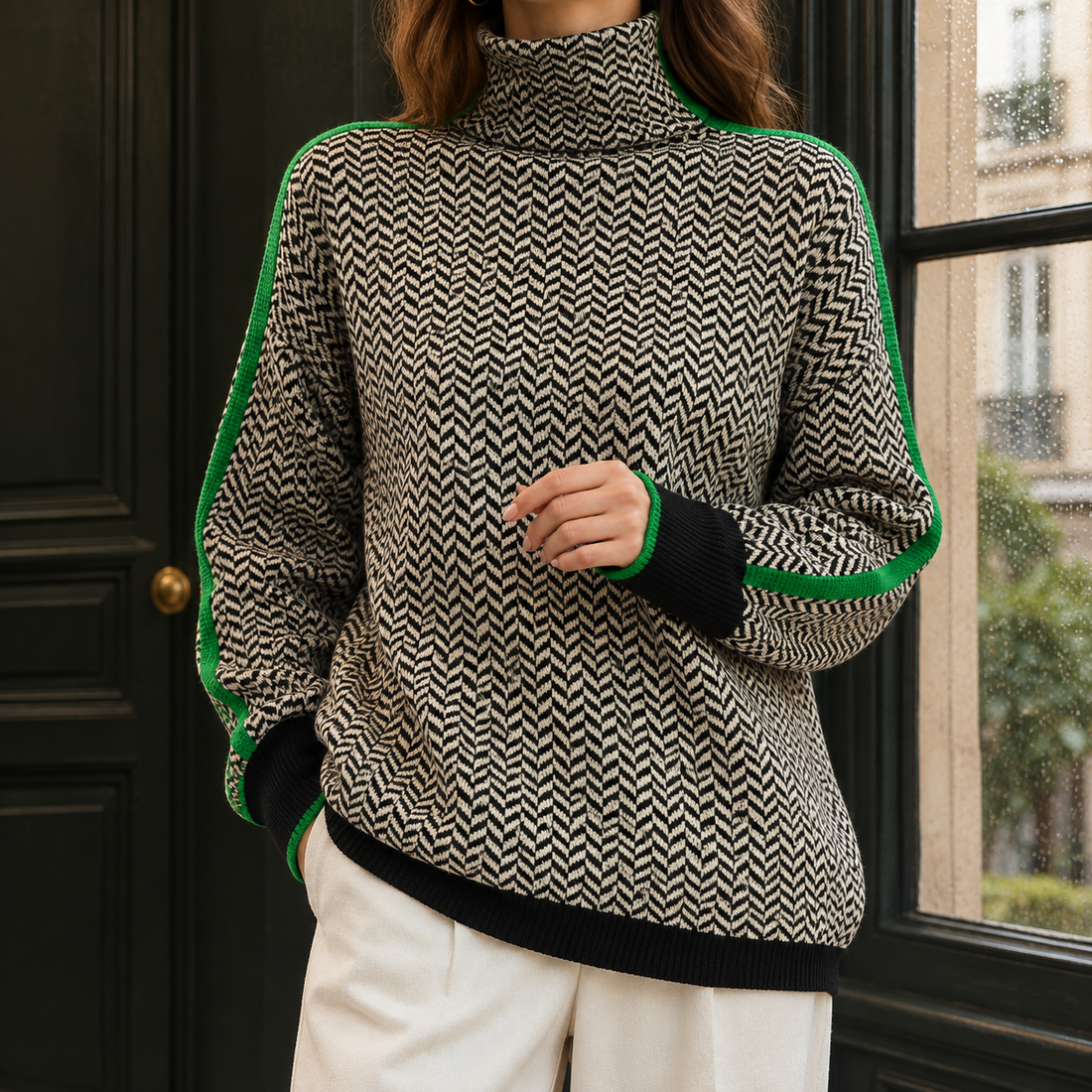 Danielle Herringbone Sweater - Aa. Green