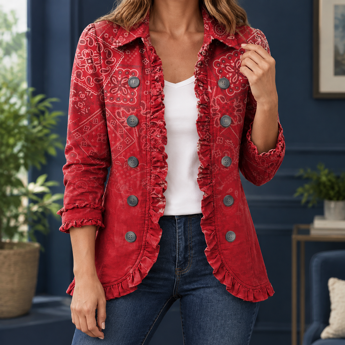Nerissa-Jade Paisley Jacket - Red