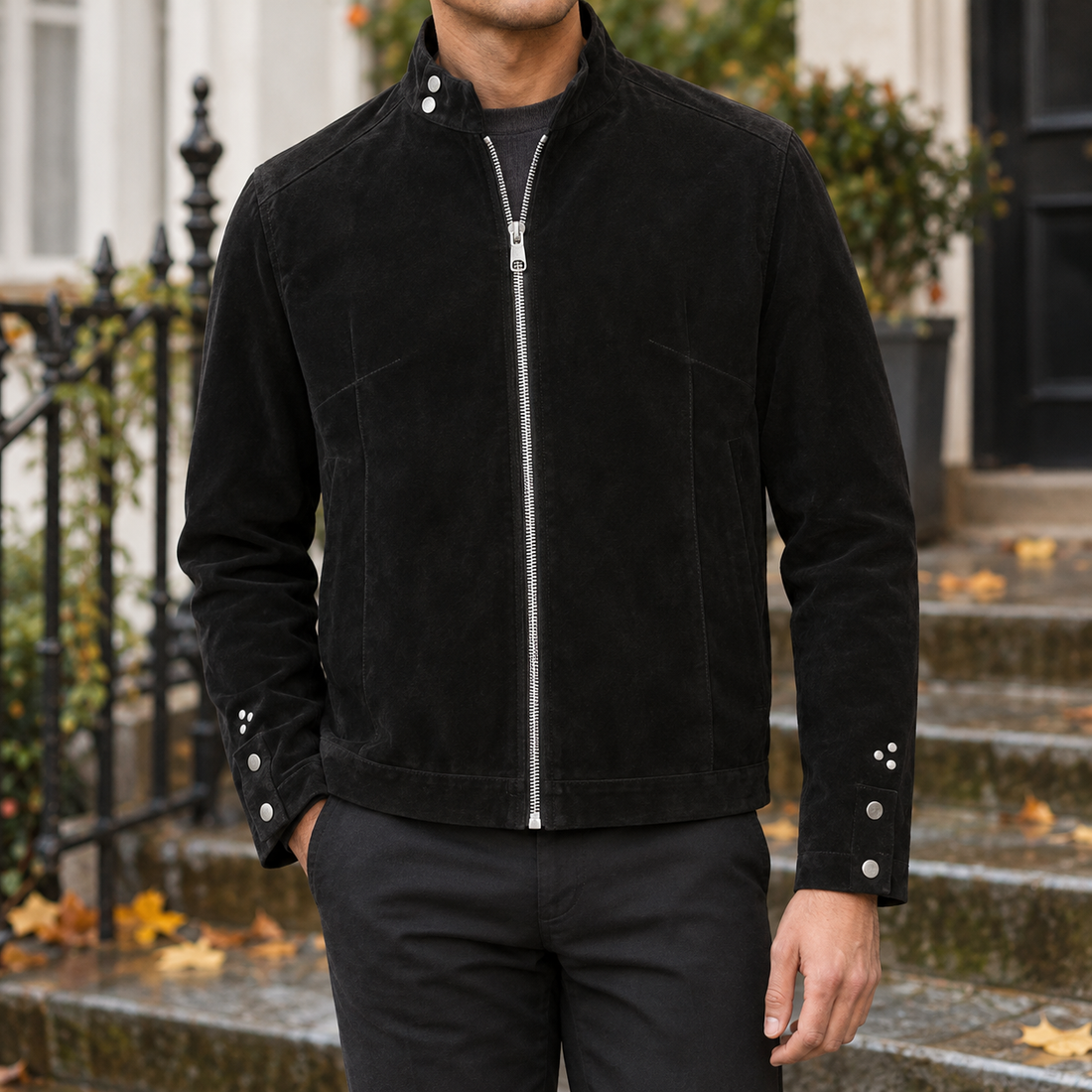 Stanley-York Suede Zip Jacket - Black