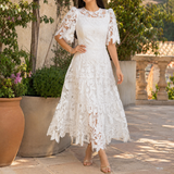 Honora-June Lace A-Line Dress - White