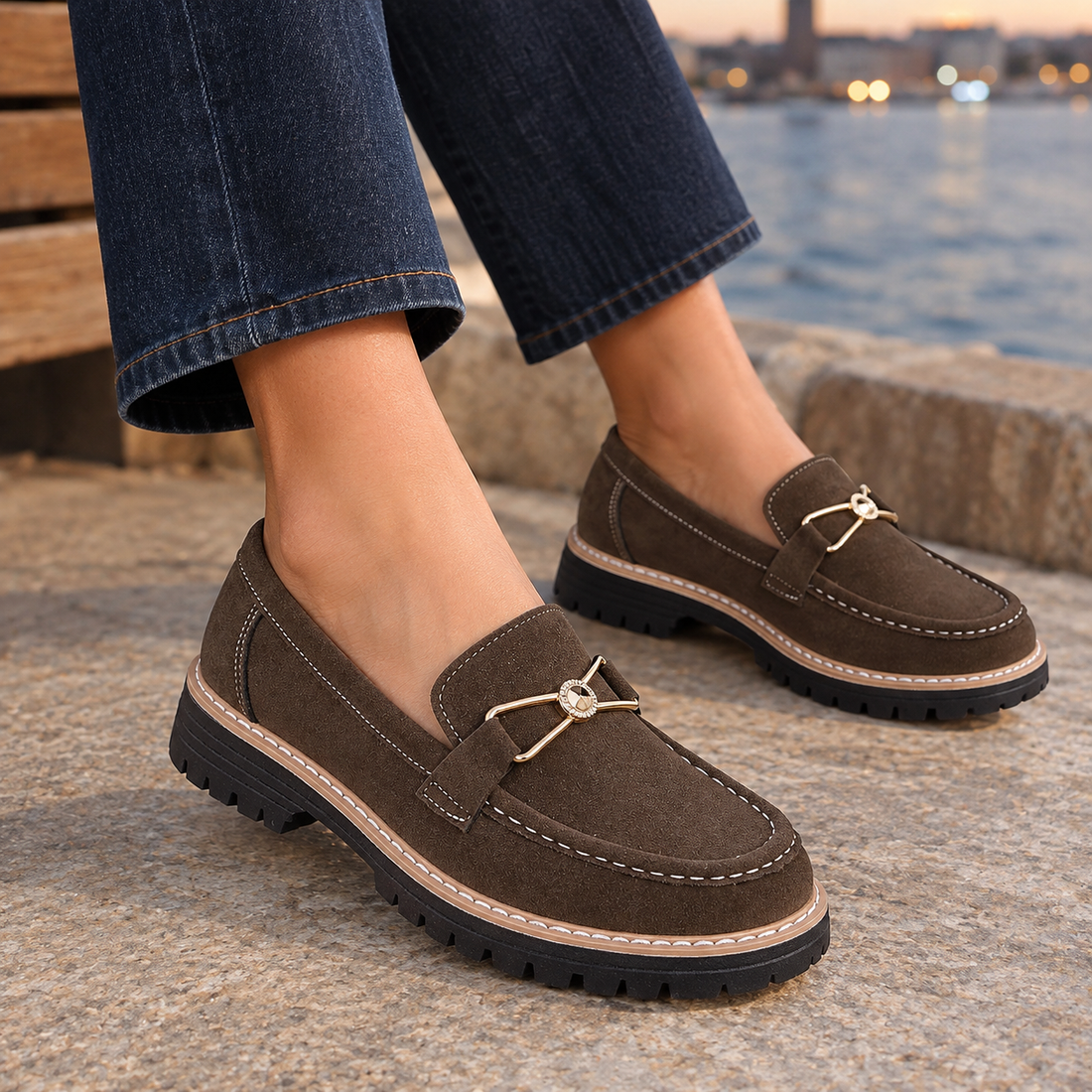 Landriani Buckle Loafers - Coffee