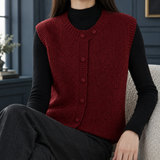 Elettra-Sage Textured Knit Vest - Burgundy