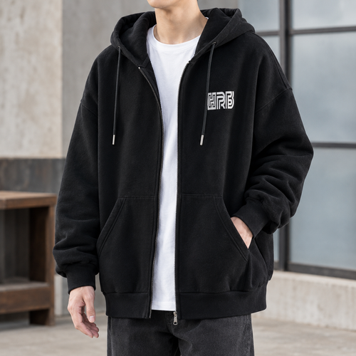 Aaron Zip Hoodie - Black