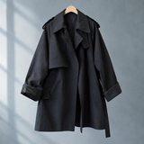 Leocadia Belted Overcoat - Black